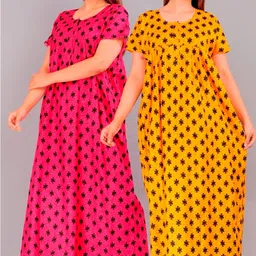 nitya fashions Printed Pure Cotton Stitched Flared/A-line Gown-picture-27
