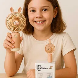 EMERALD GLOBAL Cute Bunny Handheld Mini Fan – Portable USB Rechargeable Fan for Kids & Travel Cute Portable Handheld Mini Fans, USB Rechargeable Personal Fan for Women Rechargeable Fan, USB Fan image 4