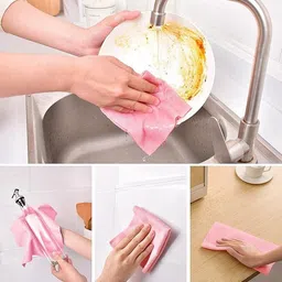 dr.vs Microfiber Pink Reusable Non-Woven Cleaning Cloth Roll 20 Sheets Dry Microfiber Cleaning Cloth image 4