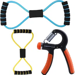 2Set|Hand Gripper & 8 Shape-2 Resistance Band|Body Stretching, Fitness Equipment Fitness Accessory Kit Kit-image-68
