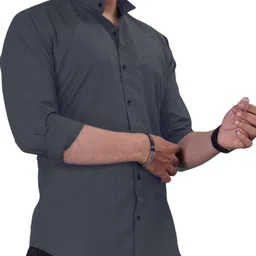 sedum sestri Men Regular Fit Solid Mandarin Collar Casual Shirt image 3