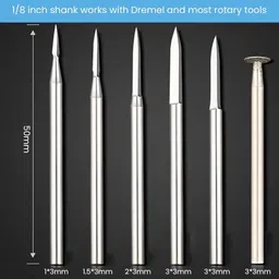 serplex Stainless Steel Carving Drill Bit Detailing Engraving Bits Rotary Carving Bits 6Pcs Carving Bits Detail Carving Bits for Dremel Rotary Tool Engraving Bit Brad Points Set image 5