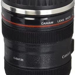 ribber Camera Lens Coffee 400 ml, Black Plastic, Stainless Steel Coffee Mug image 3