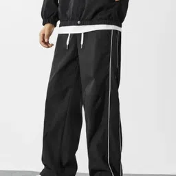 rc fashion Men Loose Fit Black Cotton Blend Trousers-picture-31