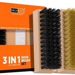 SNEAKARE 3 Pack Shoe Brushes Soft Medium Stiff Bristles for Cleaning Sneakers and Shoes Brush-image-1