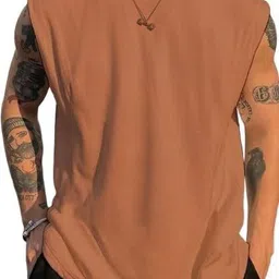 blendora Men Solid Round Neck Cotton Blend Brown T-Shirt image 1