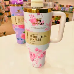 rhinetoys Floral Print Stanley Tumbler with Handle and Straw Insulated Stainless Steel Cup Stainless Steel Tumbler-picture-28