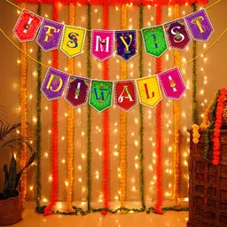 zyozique Multicolor Diwali Decorations Combo-Banner, Ceiling Hanging & PhotoBooth-39 PCS-picture-28