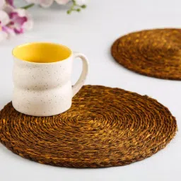 unravel india Lydia Brown Sabai Grass (Set of 2) Trivet image 1