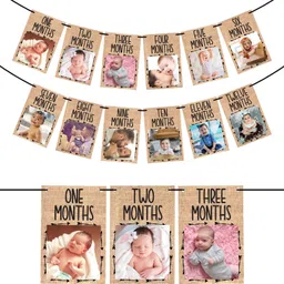 zyozi Wild One Baby Photo Banner 12 Months Banner First Year Birthday Decorations Banner-picture-19