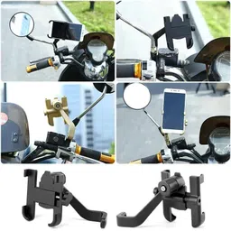 hench Universal Bike Holder Verson 2.0 Metal Body 360 Rotating Mirror for Motorcycle Bike Mobile Holder image 4