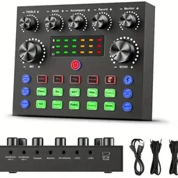 imaginea V8S Audio Mixer USB External Sound Card Mobile Live Voice Changer sound mixer Digital Sound Mixer-picture-26