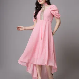 aayu Women Asymmetric Pink Ankle Length Dress-picture-33