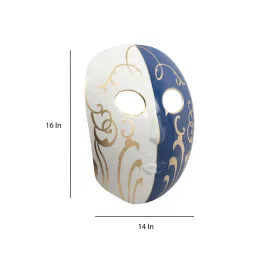 cocovey Blue- White-Golden Metal 15.74 Inch Elegance Duo Wall Mask image 2