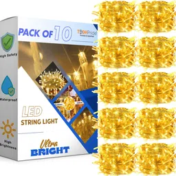 techpride 40 LEDs 11 m Yellow Steady String Rice Lights image 1