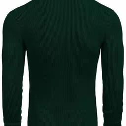 farlucci Men Solid High Neck Dark Green Sweater image 2