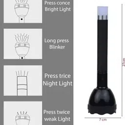 zeno volt JY 2080 Rechargeable Flashlight with 2 Steps Switch UV 18650 Lithium Battery 8 hrs Torch Emergency Light image 3