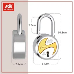 ab group ABG Round 50mm 3 Keys, 7 Levers Double Locking, Chrome Finish Padlock Pack of 1 Padlock image 3