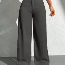 chalodia Women Slim Fit Grey Cotton Blend Trousers-picture-14