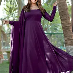 tisvara Solid Georgette Stitched Anarkali Gown-picture-10