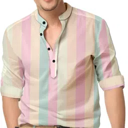 alvin enterprise Men Colorblock Cotton Blend Straight Kurta-picture-16