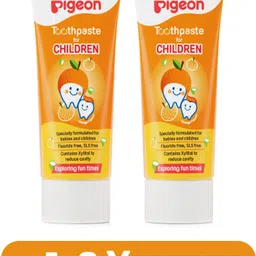 pigeon TOOTHPASTE FOR CHILDREN ORANGE 45GM-PACK OF 2 Toothpaste image 1