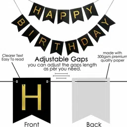 k a enterprises Solid Happy Birthday Combo Of 61 Pcs Golden Foil Curtains Birthday Banner Balloon image 3
