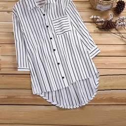 rosemelon Women Regular Fit Striped Button Down Collar Casual Shirt image 2