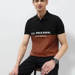 u.s. polo assn. denim co. Men Solid Polo Neck Pure Cotton Black T-Shirt-picture-45