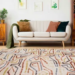 kaleen india Brown Abstract Polyester 6' X 9' Machine Made Carpet image 4