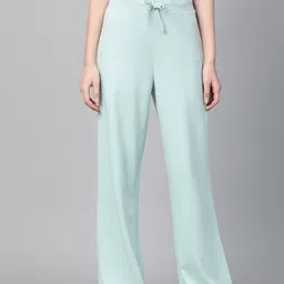 sassafras Women Relaxed Light Green Cotton Blend Trousers image 1