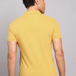 u.s. polo assn. denim co. Men Solid Polo Neck Pure Cotton Yellow T-Shirt image 4