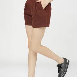 tokyo talkies Solid Women Maroon Basic Shorts image 3