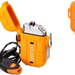 Explorer Waterproof Double ARC Plasma Heavy Alloy Made Flameless Rechargeable Lighter | Military Green Windproof and Waterproof Beautiful And Gifting Purpose For Cigarette Lovers Mini Pocket Size Lighter | No Flame | No Gas | No Smell | Cigarette Lighter image 2