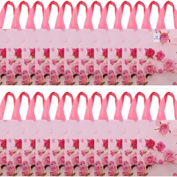 PVC Gulab Bags for Lunch-Grocery-Shopping|Pack of 24|Pink Pack of 24 Grocery Bags-image-1