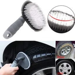 qnjl T-Type Car Tyre Cleaning Brush Scrubber with Antislip Handle Multi-Functional 250 g Wheel Tire Cleaner image 2