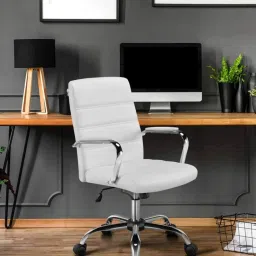 furniturstation Wanetta Leatherette Executive Chair in White Colour image 1