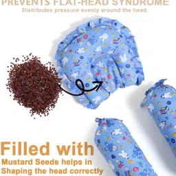 tip 'n' top Baby Pillow Set With Bolsters Mustard Seeds, Cotton Animals Baby Pillow Pack of 3 image 3