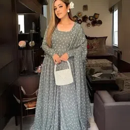 Printed Georgette Stitched Anarkali Gown-image-57