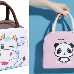krishna world enterprise Panda Lunch Bag and White Cow Lunch Bag Waterproof Lunch Bag image 1