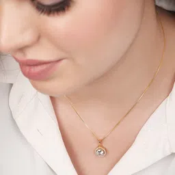zavya Classic Solitaire Golden Plated 925 Sterling Silver Pendant with Box Chain Gold-plated Cubic Zirconia Sterling Silver Pendant-picture-38
