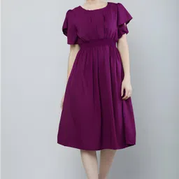 Women Fit and Flare Purple Midi/Calf Length Dress-image-46