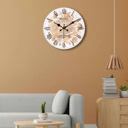olive tree Belindra White & Brown Engineered Wood Wall Clock image 1