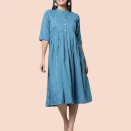 Women Bodycon Blue Knee Length Dress-image-2