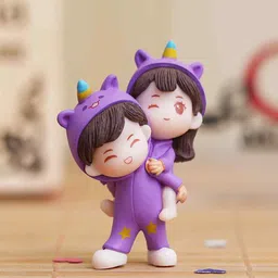 ecraftindia Cute Couple Multicolour Polyresin Showpieces image 2