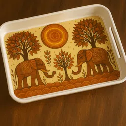 craft creations Melamine Royal Elephant Rectangular design Serving Tray set of 2 Tray image 3