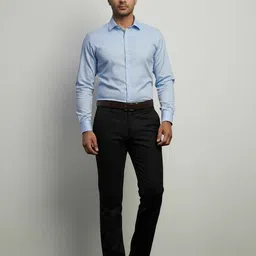 Men Straight Fit Khaki Cotton Blend Trousers-image-13