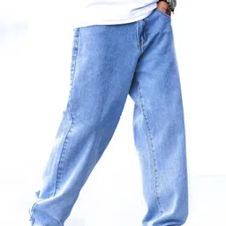 zaysh Men Loose Fit Mid Rise Light Blue Jeans-picture-27