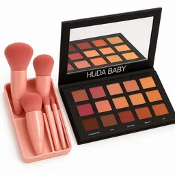 Rose Gold Remastered Eyeshadow Palette + 5 Pc Makeup Brushes Set-image-12