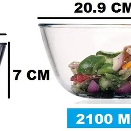 femora Borosilicate Glass Serving Bowl Borosilicate Glass Microwave Safe 400 ML, 2100 ML Round Mixing image 3